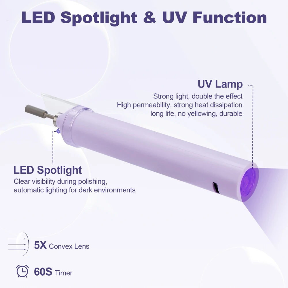 لاسلكي صغير مسمار الحفر القلم 2-IN-1-UV مصباح مجفف الأظافر مانيكير طلاء الأظافر القلم قبضة USB قاطعة المطحنة UV جل مزيل