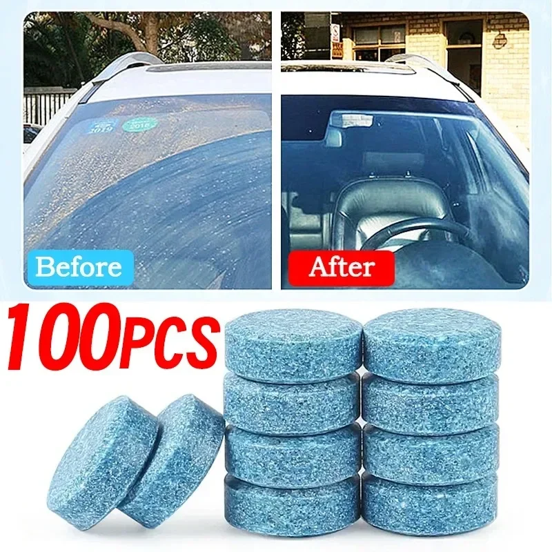 100~5Pcs Car Windscreen Effervescent Tablets Solid Cleaner Auto Wiper Cleaning Concentrated Cleaning Car Washing Accessories