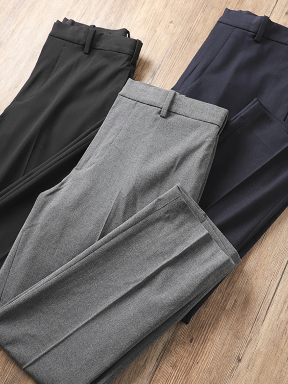 

DongjiU Home Men's Casual Pants Spring Summer Anti-Wrinkle Straight Leg Drapey Comfortable Pure Color Busin Casual Trousers