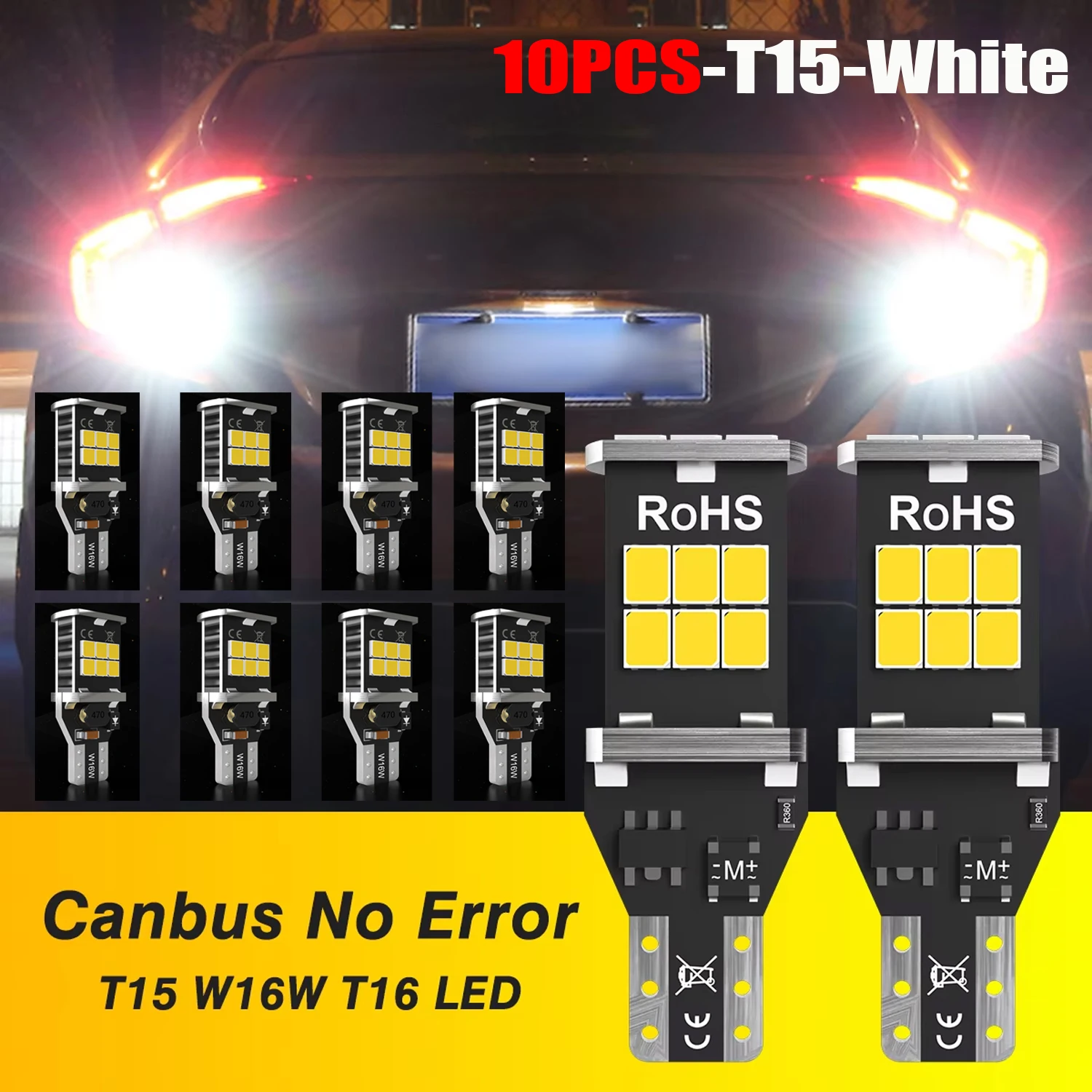 10x CAN-BUS Ready T15 W16W 921 912 LED Backup Light 15PCS 2835 Chips Anti-Flicker For Renault Megane 4 Scenic 4 Fluence Saloon