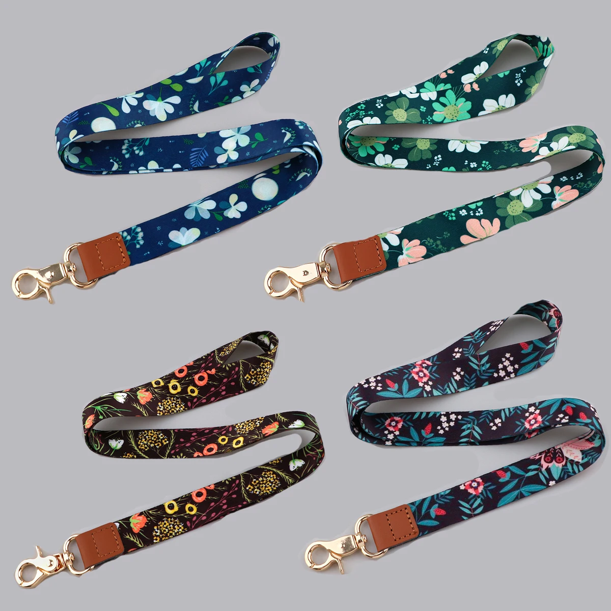 Small Fresh Leaves Cell Phone Straps Keychain Lanyard For Keys USB ID Card Badge Holder Keycord Necklace Ribbon Accessories