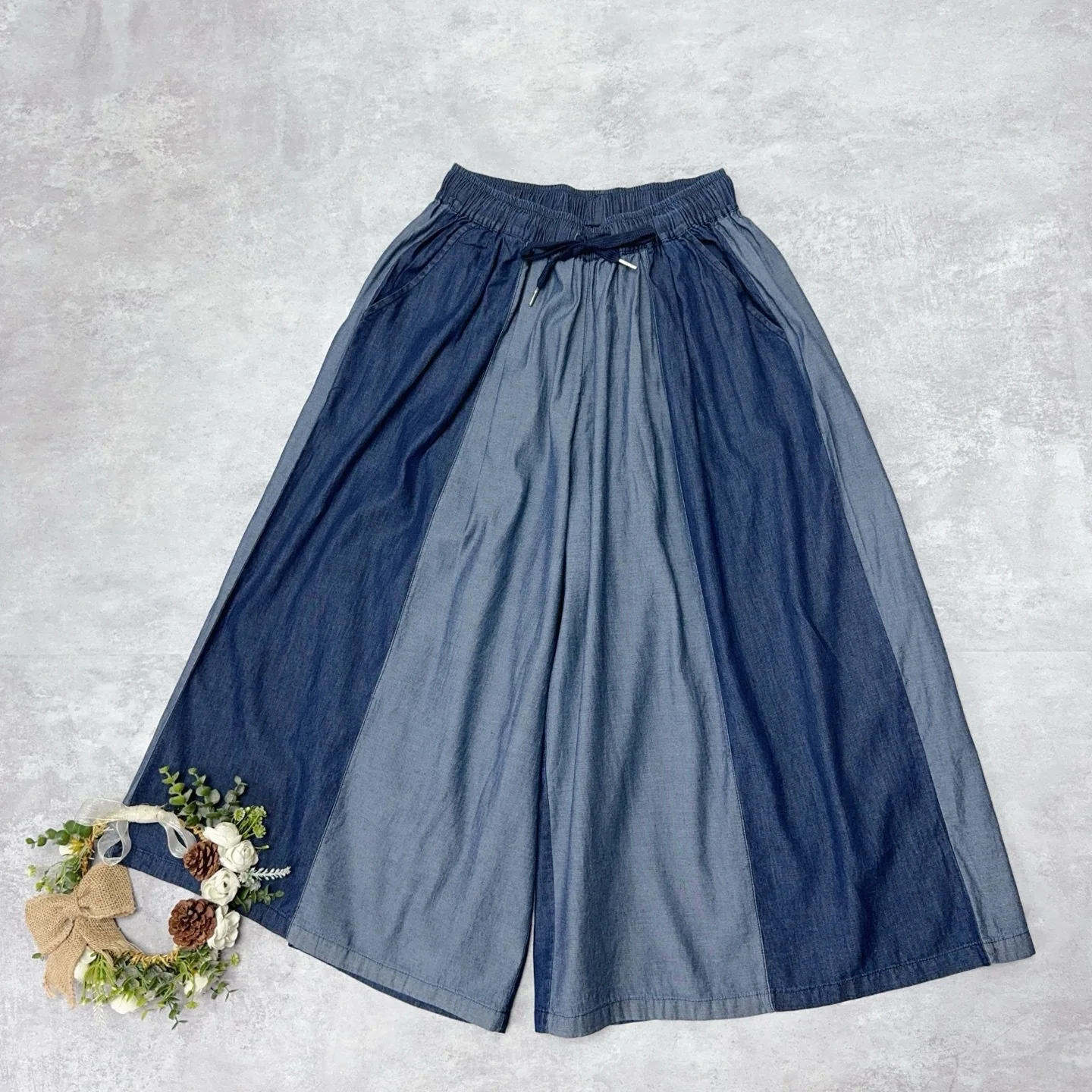 

Johnature японские лоскутные джинсовые широкие брюки в стиле ретро, универсальные летние тонкие женские брюки с эластичной резинкой на талии и завязками в стиле пэчворк