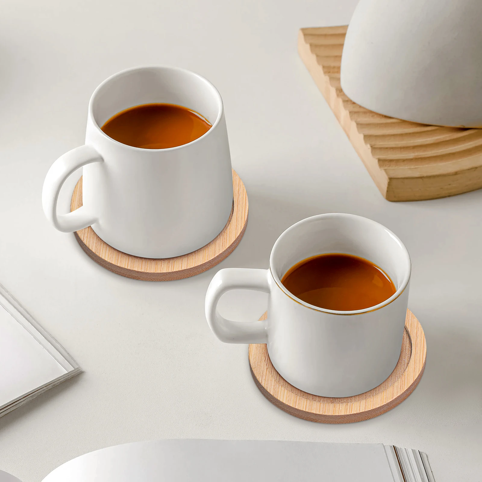 

6Pcs Bamboo Drink Coasters Round Cup Mats with Heat Protection Non-Slip Surface for Table Use Coasters,bamboo Coaster