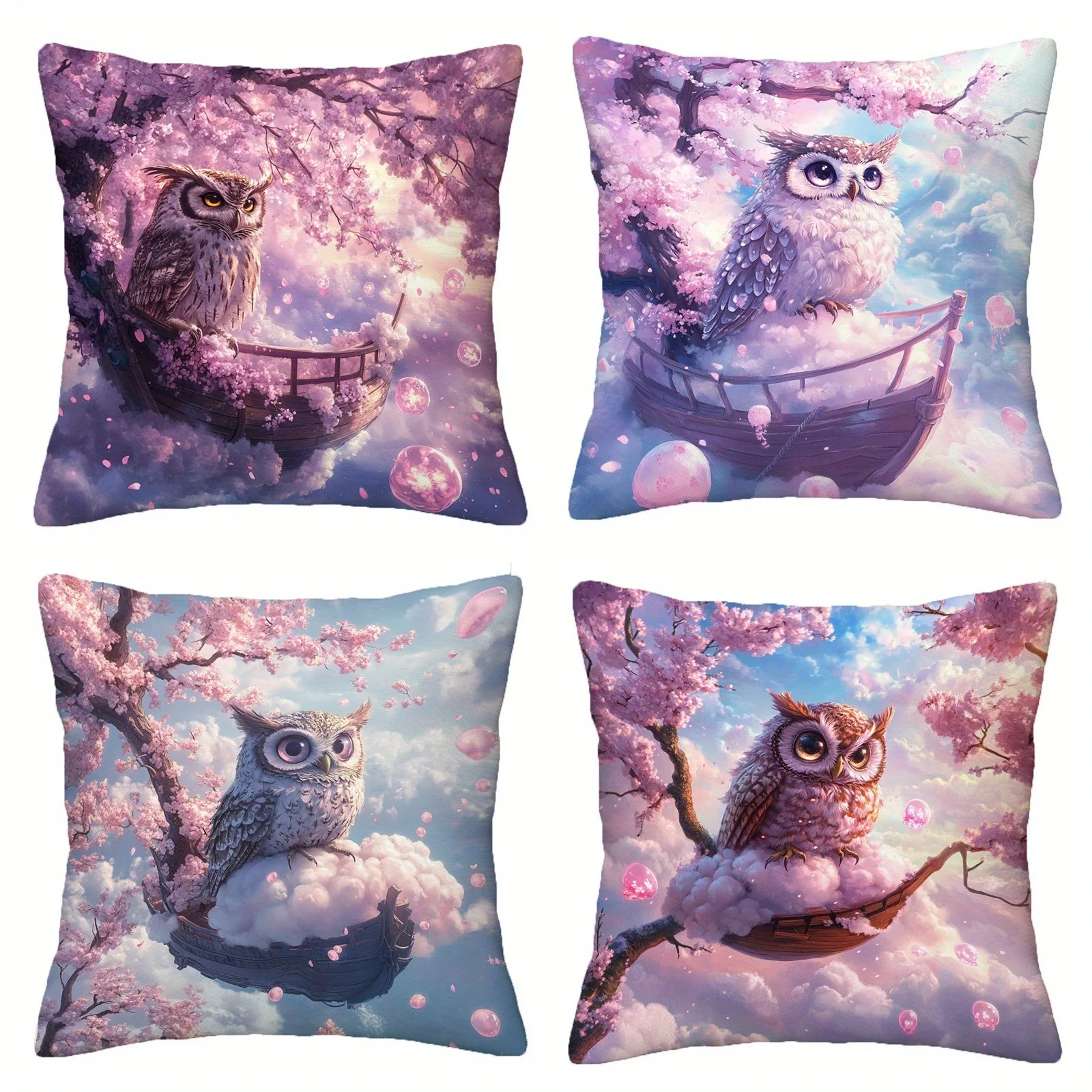 

Наволочка Dreamy Cherry Blossom & Owl: наволочка с узором «Причудливое облако» для дивана, спальни, домашний декор