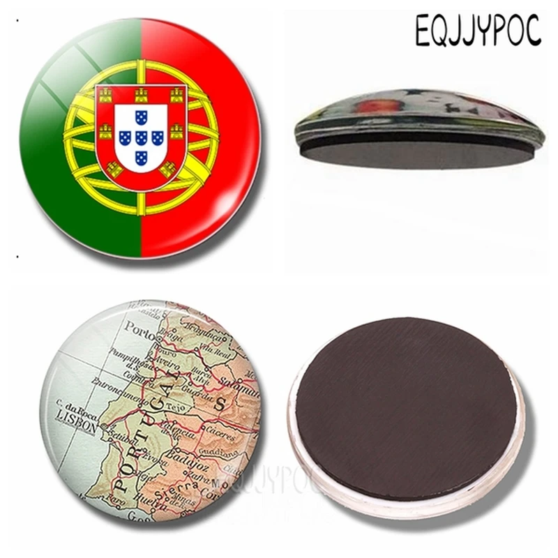 1PC Flag of the Portuguese Republic 30mm refrigerator magnetic sticker glass dome magnetic note holder, home decoration