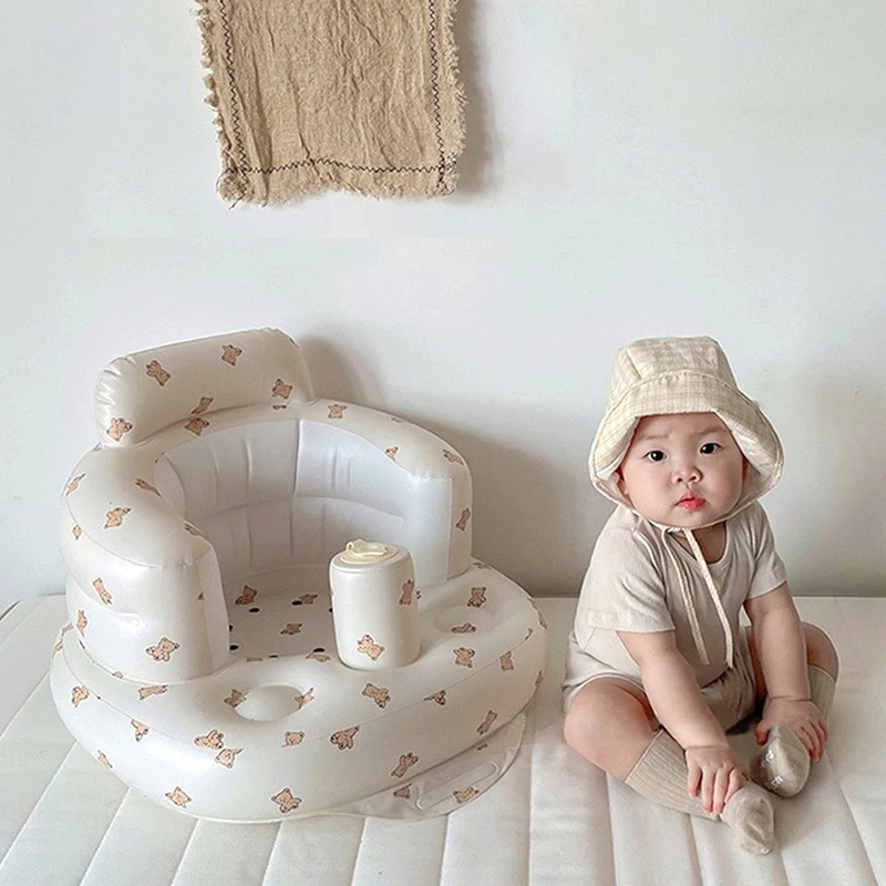 Dual-function Baby Inflatable Sofa: Portable Sitting Practice Stool and Bath Chair