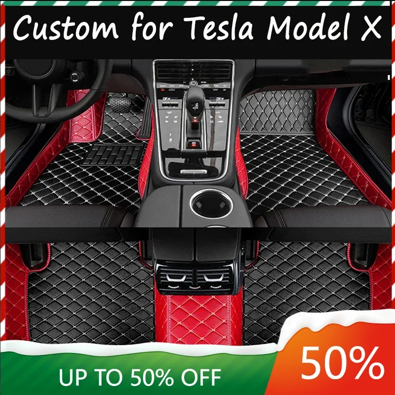 

Car Mats For Tesla Model X 7 Seat 2015~2022 Full Set Luxury Carpets Rug Anti Dirt Pad Leather Mat Car Accessories Tapete Carro