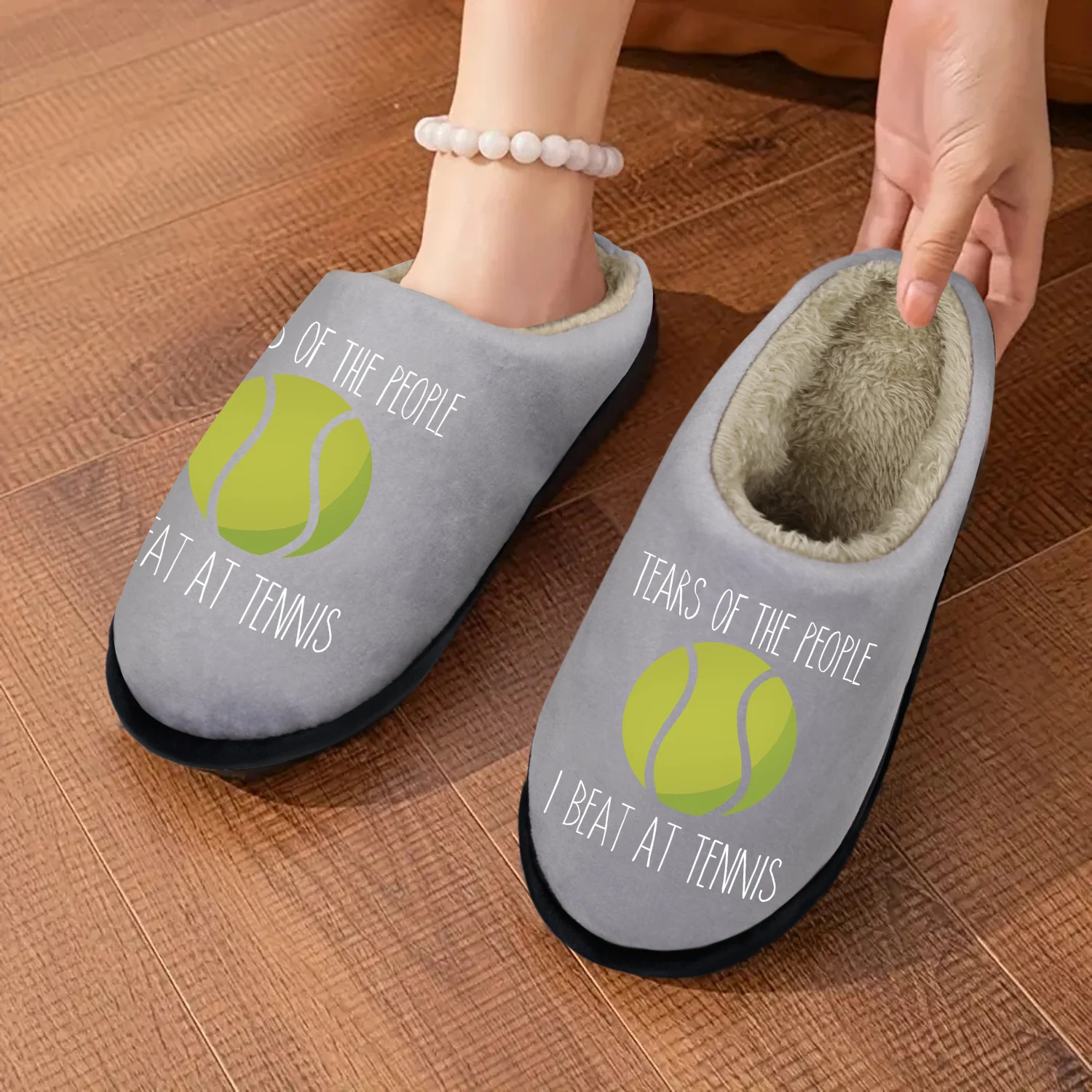 

Inspirational Tennis Gift for Tennis Lovers, Indoor/Outdoor Slippers, Soft Memory Foam House slippers, Comfy Fuzzy House Shoes