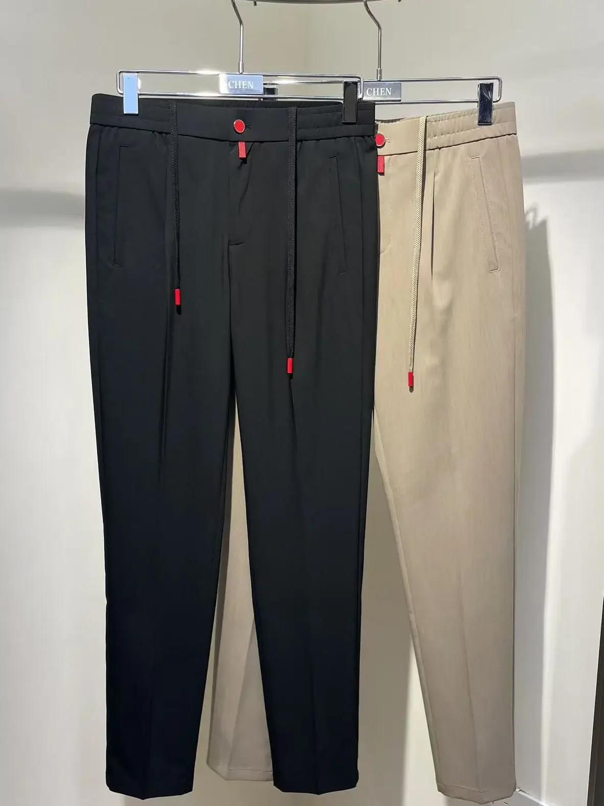 Kiton Old Money Style Business Straight Elastic Waist Casual Pants