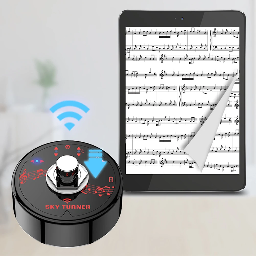 Music Page Turner Foot Pedal Bluetooth-Compatible Wireless Music Sheet Turner USB Charging for Electronic Music Scores E-books