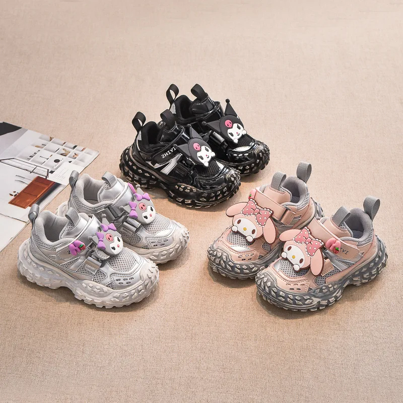 

Горячая девушка Kuromi, модные белые кроссовки с героями мультфильмов, осенние студенческие износостойкие нескользящие повседневные детские спортивные туфли, новый стиль