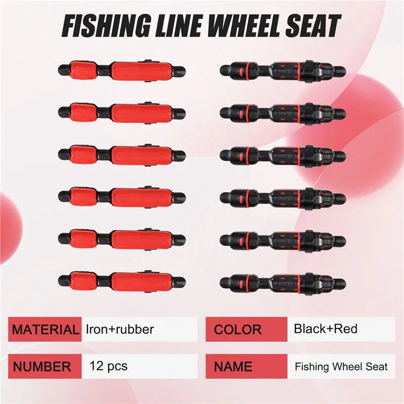 ABLB-12Pcs Reel Seat Deck Fishing Rod Clip Fitted Wheel Reel Rubber Cushion Tools Accessory Holder Fishing Tackle view 6