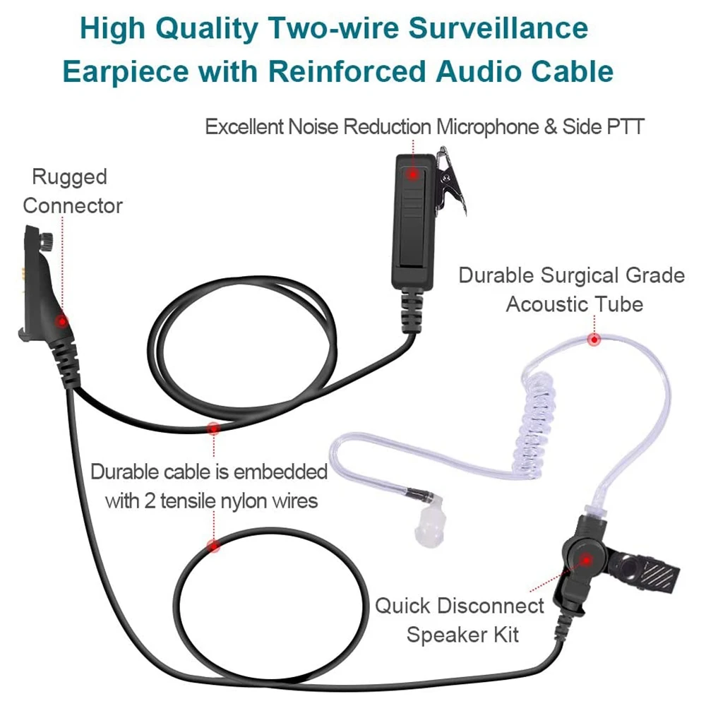 سماعة أذن صوتية ذات اتجاهين ، مع ميكروفون ، لموتورولا apx6000 ، apx4000 ، apx7000