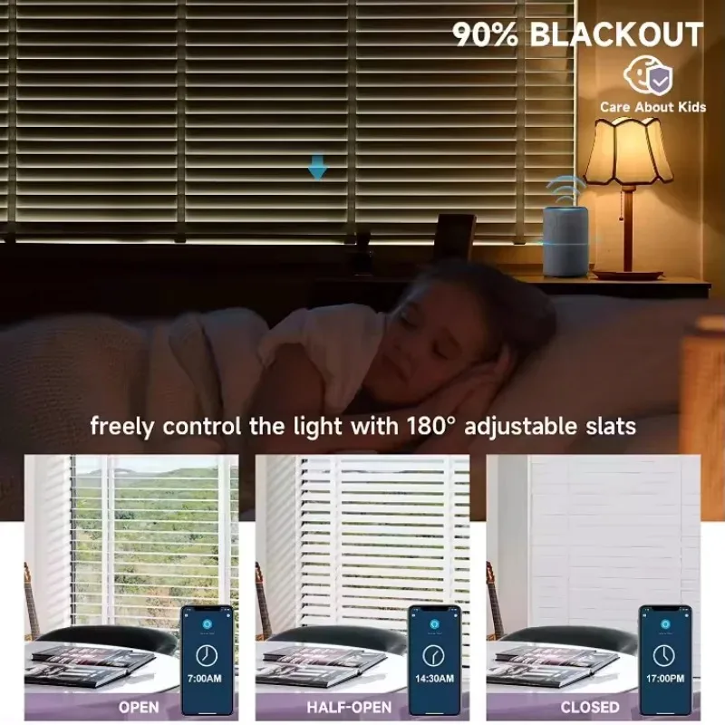 110 فولت بمحركات 230 جهد 50 مللي متر 2 بوصة شرائح فووود بمحركات ستائر خشبية فينيسية للمنزل