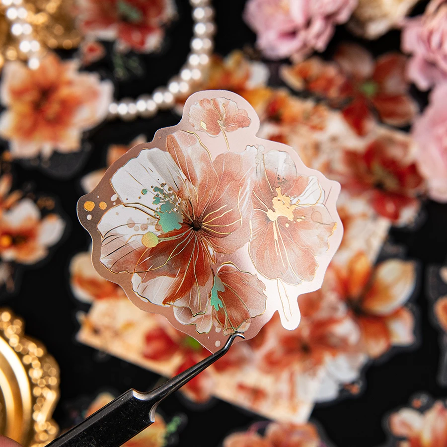 20pcs/pack special hot pressed flower series, made of waterproof PET material, stationery stickers, diaries, very suitable for D