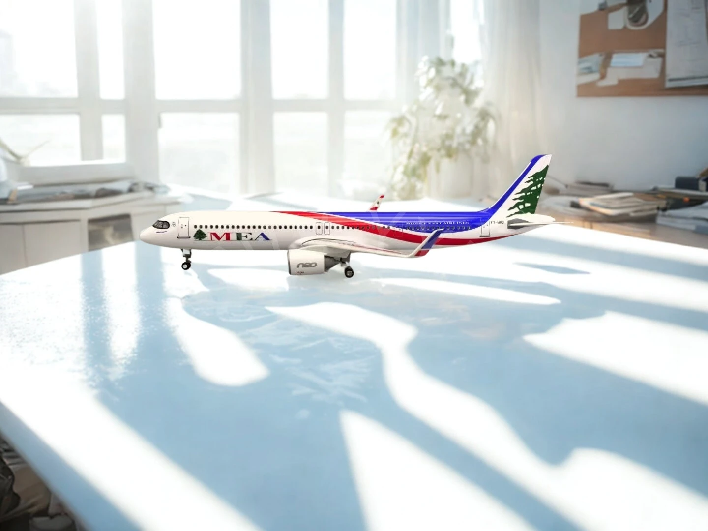 

Boutique Decoration 44cm Aircraft Model For Airbus A321 Lebanon Airlines Airplane Resin With LED Light(Touch or Sound Control)