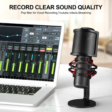 Kondensatormikrofon Popfilter Metallnät Skum Inspelningsmikrofon Vindskydd Sköld för A8 A6V K669 Mikrofontillbehör 8 best sales mikrofonskumskydd - №5