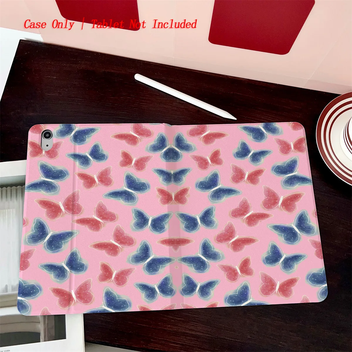 Butterfly Printed iPad Case with Pen Slot - Simple Fresh Style Book Design for Pro/Air 5 4/iPad 10/Mini 5
