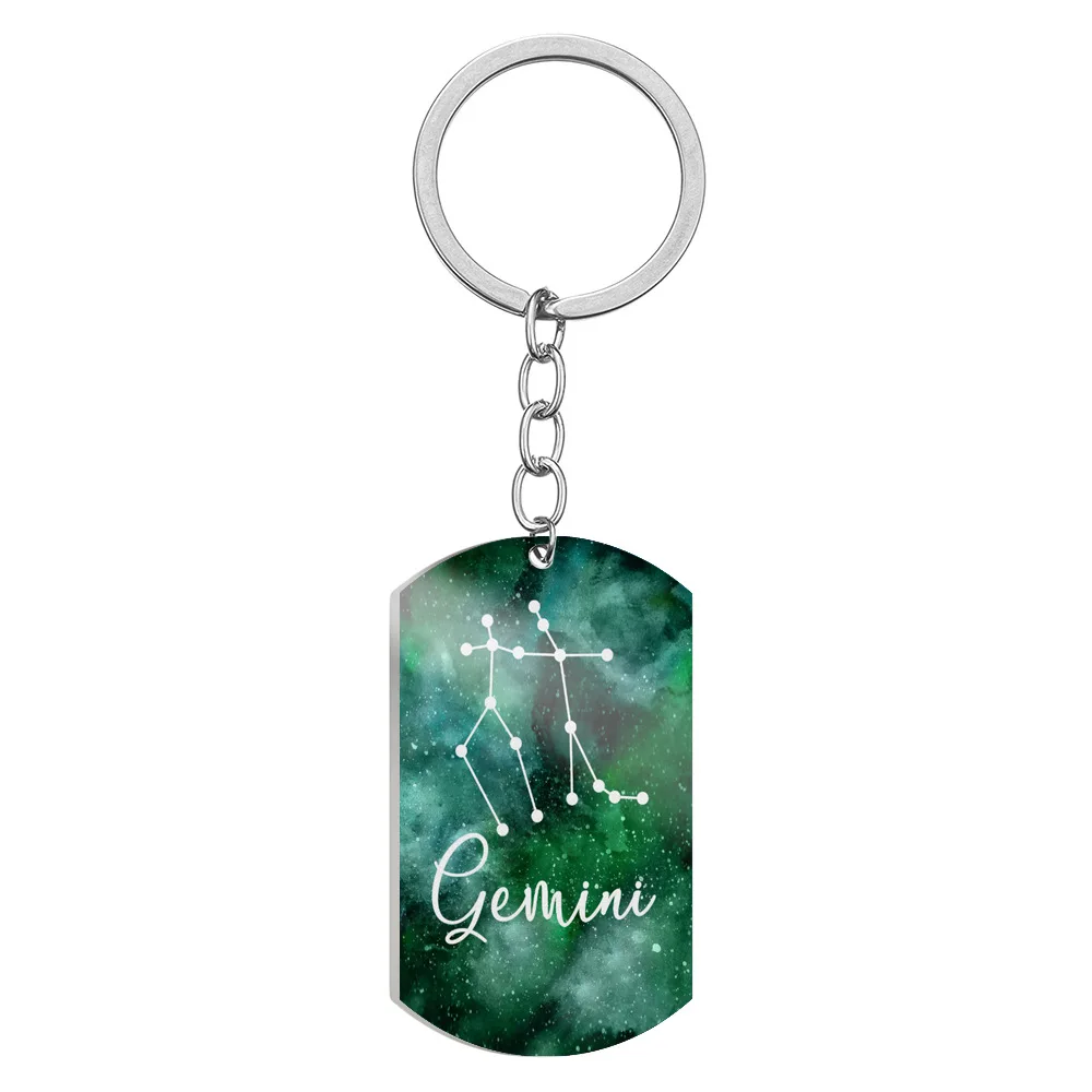 زودياك المفاتيح 12 زودياك تسجيل قلادة سلاسل المفاتيح كوكبة مجوهرات DIY بها بنفسك المعادن الفولاذ المقاوم للصدأ الثور الحمل العقرب المفاتيح #1