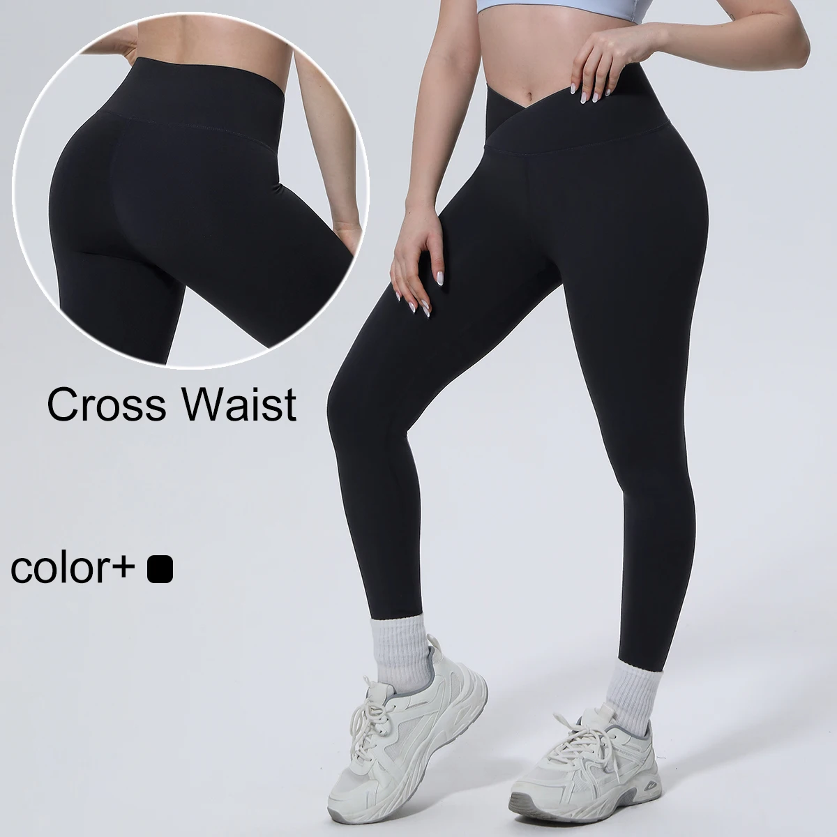 Hamidou Damen-Yogahose, Sommer-Laufhose, Fitnesshose für Damen, enge Jogginghose, Hose mit überkreuzter Taille, Push-Up-Fitnesshose, nahtlos