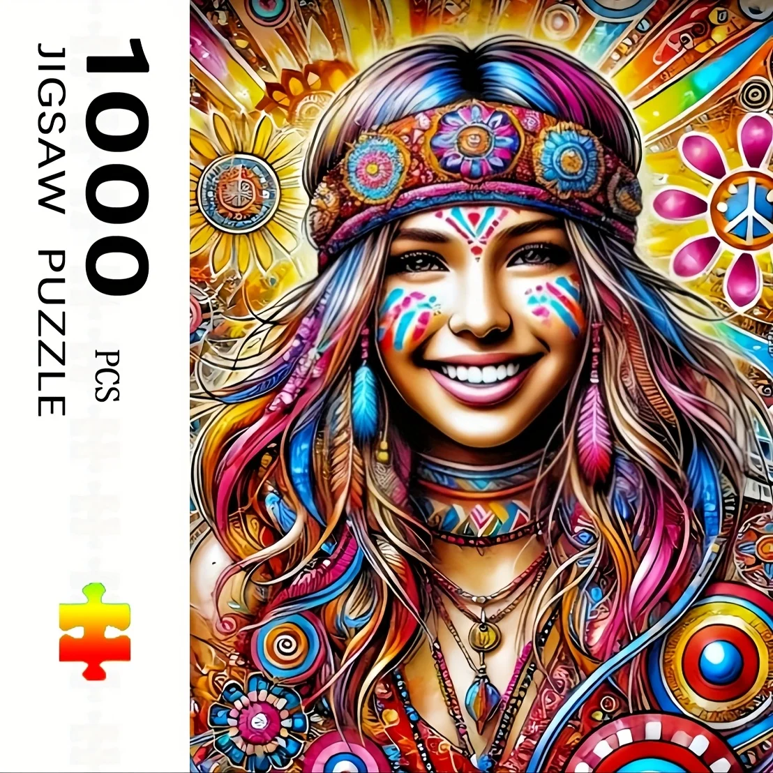 

Bohemian Style Colorful Ethnic Pattern Jigsaw Puzzle Adult Kids Artistic Intellectual Game Home Leisure Decompression Puzzle Toy