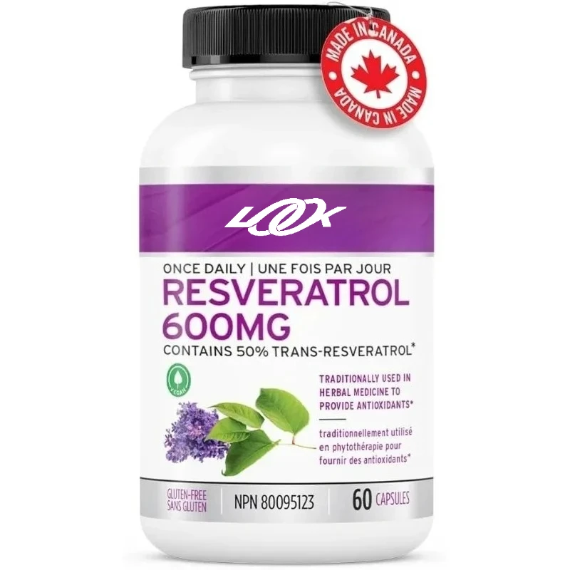 Active Resveratrol Supplement Capsules 600mg - Powerful Antioxidant Complex Supports Cellular Health & Longevity