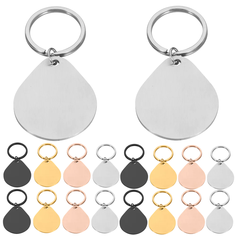 

Wholesale 20Pcs Water Drop Engraved Cat Dog Stainless Steel Pet ID Tag Anti-lost Collar Charm Personalized Name Plate Key Ring
