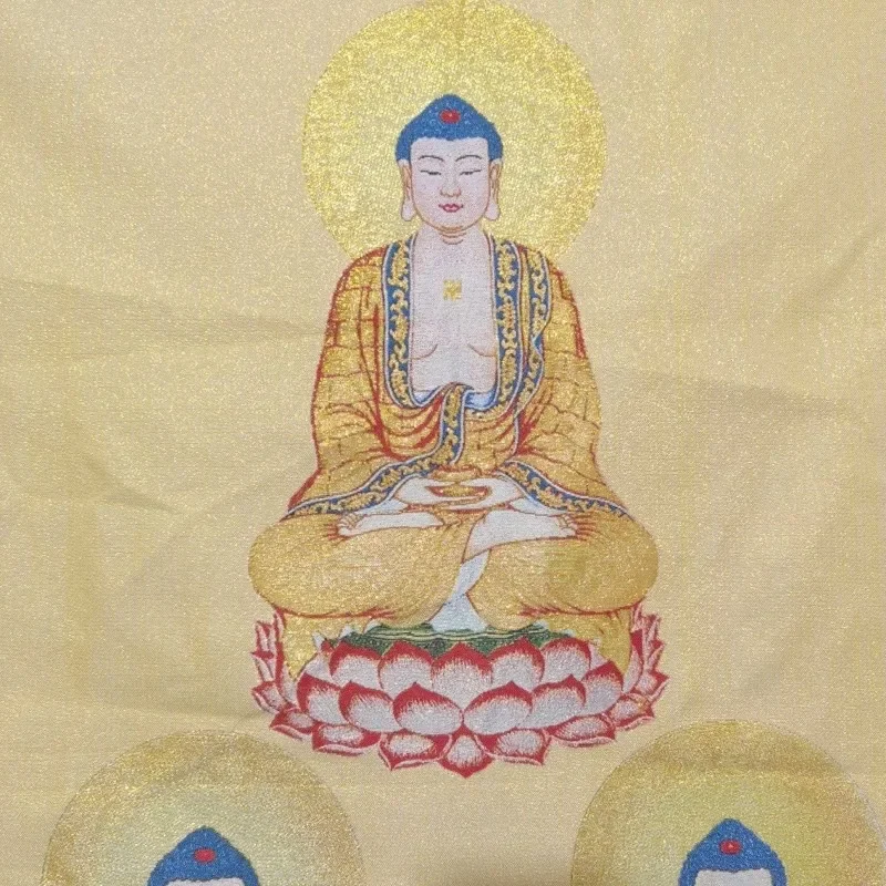 Three Buddhas Thangka Past Present Future Buddha Sakyamuni, Amitabha Medicine Buddha Brocade Buddhist Wall Altar Home Decor