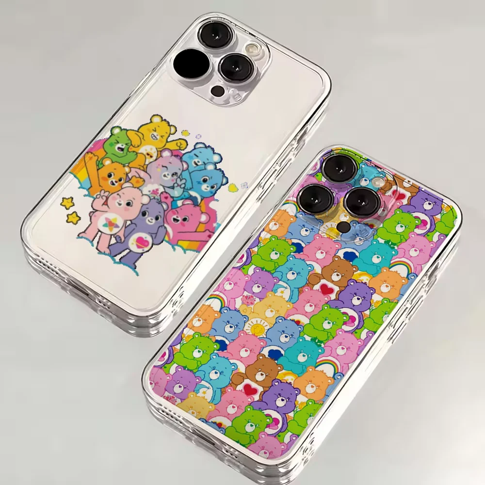 

Cute C-Care B-Bears Phone Case For iPhone 16,15,14,13,12,11 Plus,Pro,Max,XR,XS,X,7,8 SE,Mini Transparent Silicone Soft