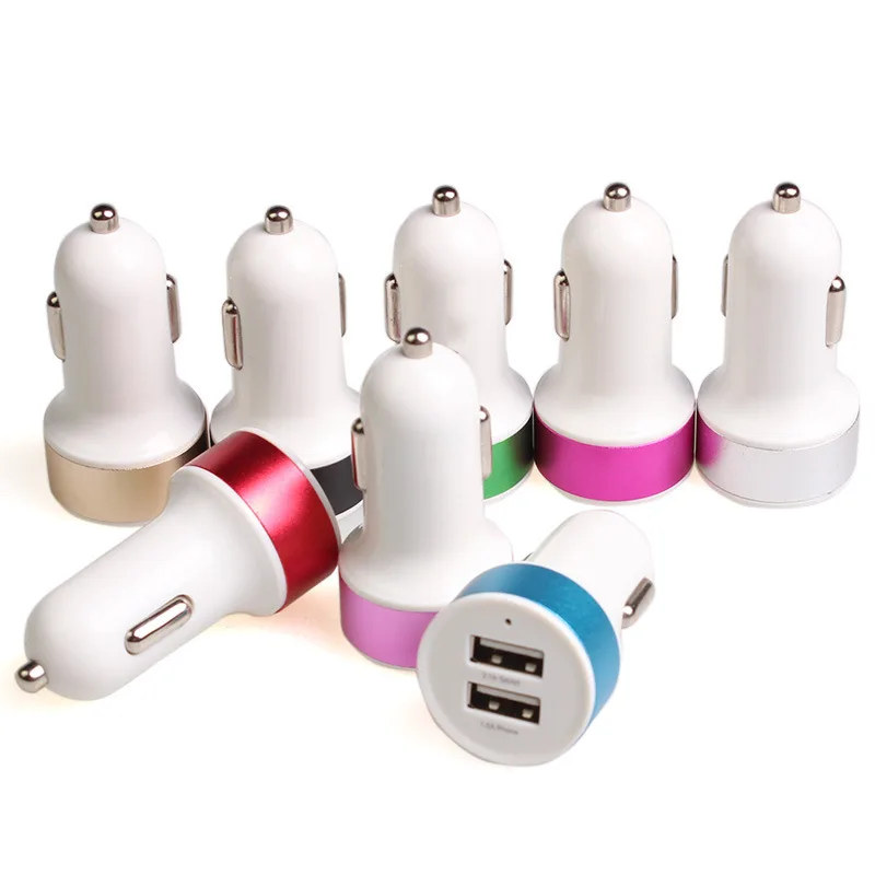 Aluminum Alloy Nipple Car Charger 2.1A Car Charging Dual USB Universal Car Charging Round Head