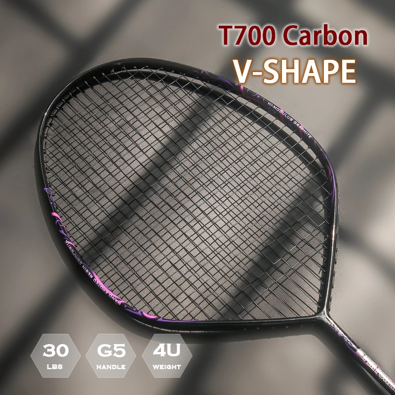 New Style V-shape 100% Carbon Fiber Strung Badminton Rackets Ultralight 4U 83G Professional Training Offensive Racquet For Adult