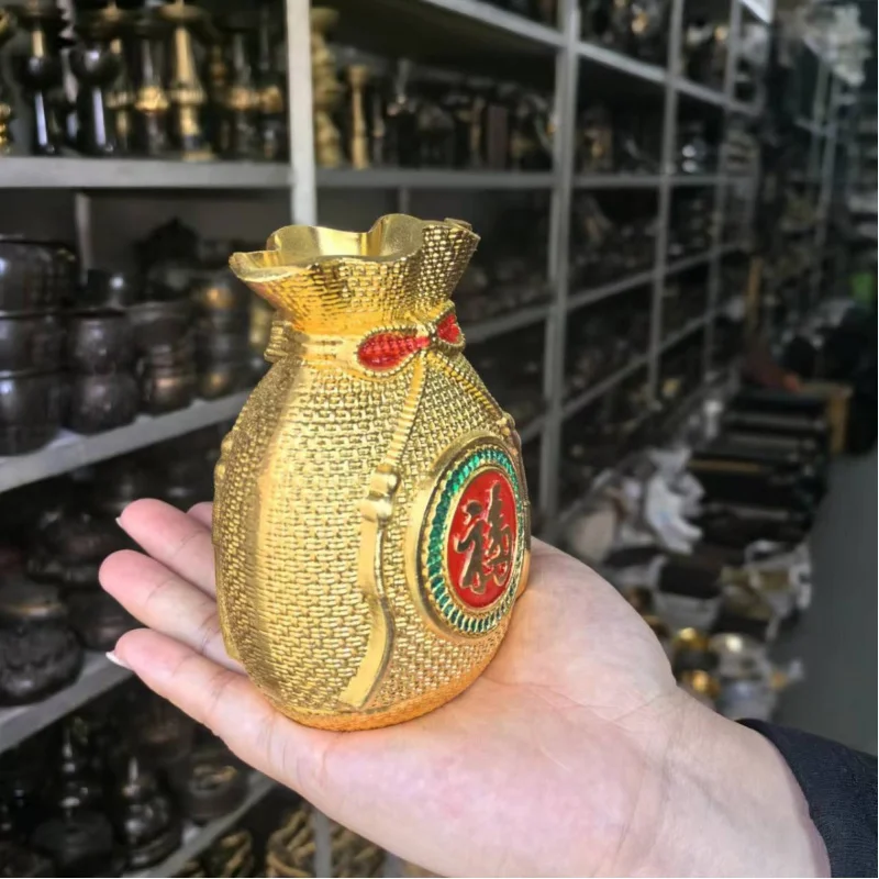 Copper Alloy Lucky Bag Coin Bank Lucky Decoration Saving Bag Savings Bank Cornucopia Home Living Room Decoration Crafts