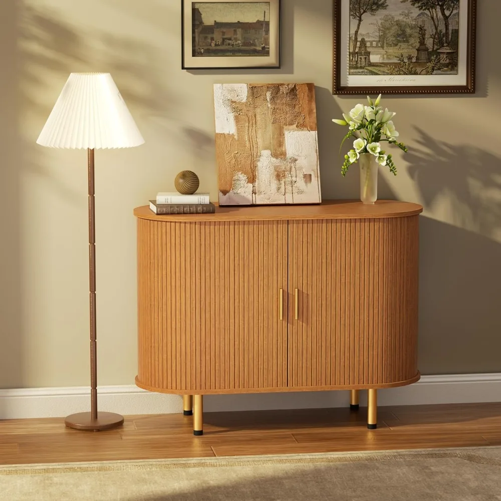 

Шкаф для хранения DHH, рифленый буфет с раздвижными дверцами Tambour и регулируемой полкой, вкладка консоли акцентного кафе-бара