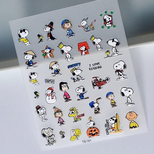 Snoopy Nail Art Stickers Nail Decoration Cute Cartoon Dog 3D Nail Decals Waterproof Kids Birthday Gifts