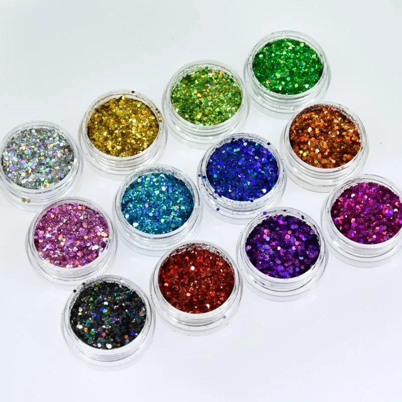 1Set=12jars Laser Holo Nail MIX Glitter Fine Sequins Manicure Holographic Patch Small Flakes Foe Nail Art Decor.SOFE'S 1289&2