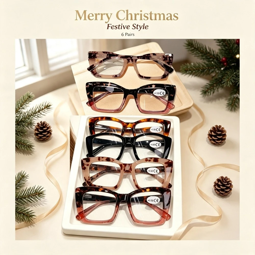4 PCS elegant classic women's reading glasses, unisex retro reading glasses, with high definition blue light blocking lenses, essential for daily reading and newspapers, random colors