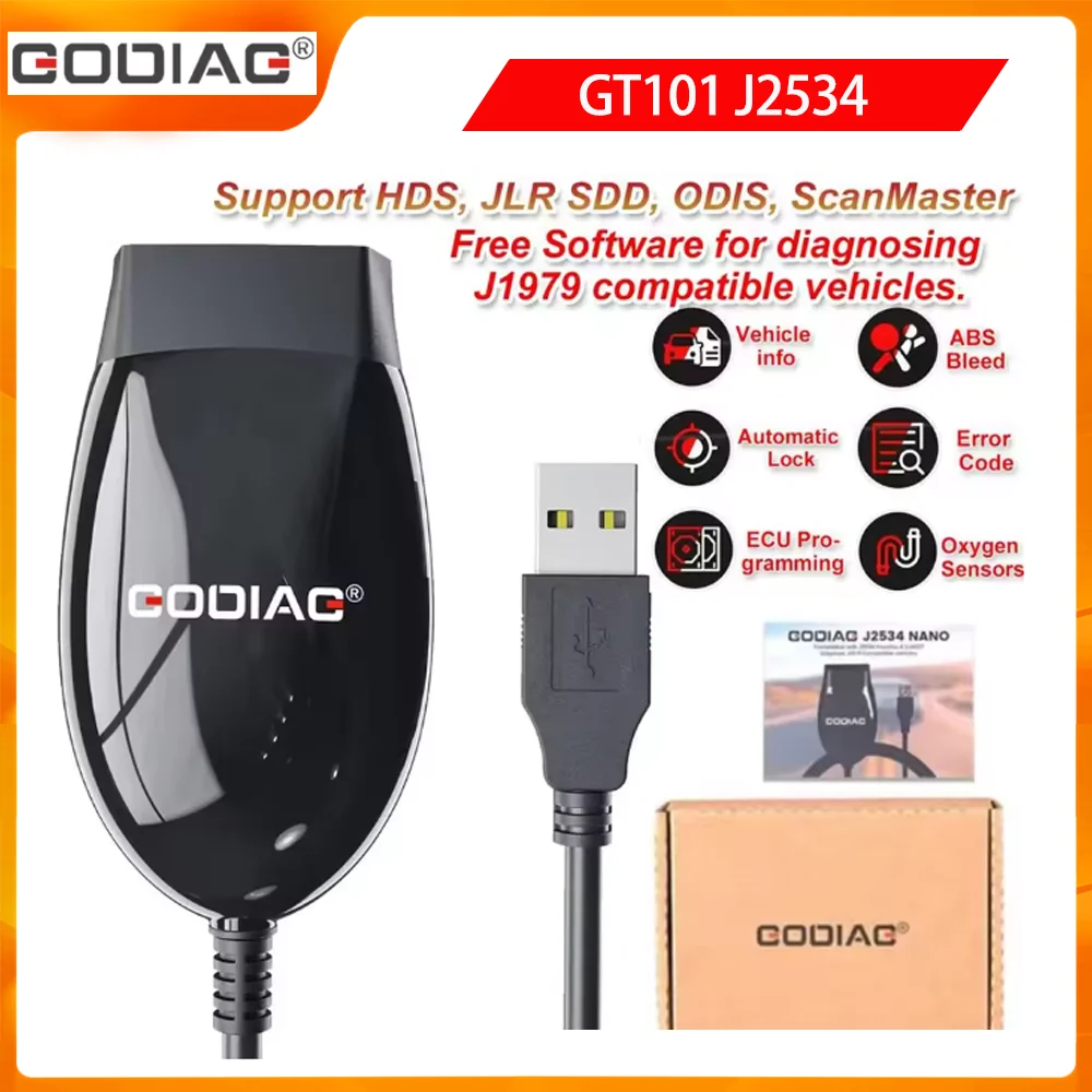 GODIAG GD101 openport 2.0 J2534 is compatible with Honda HDS 3.104.024, Toyota Techstream V17.30.011, JLR SDD V163, Forscan 2.3