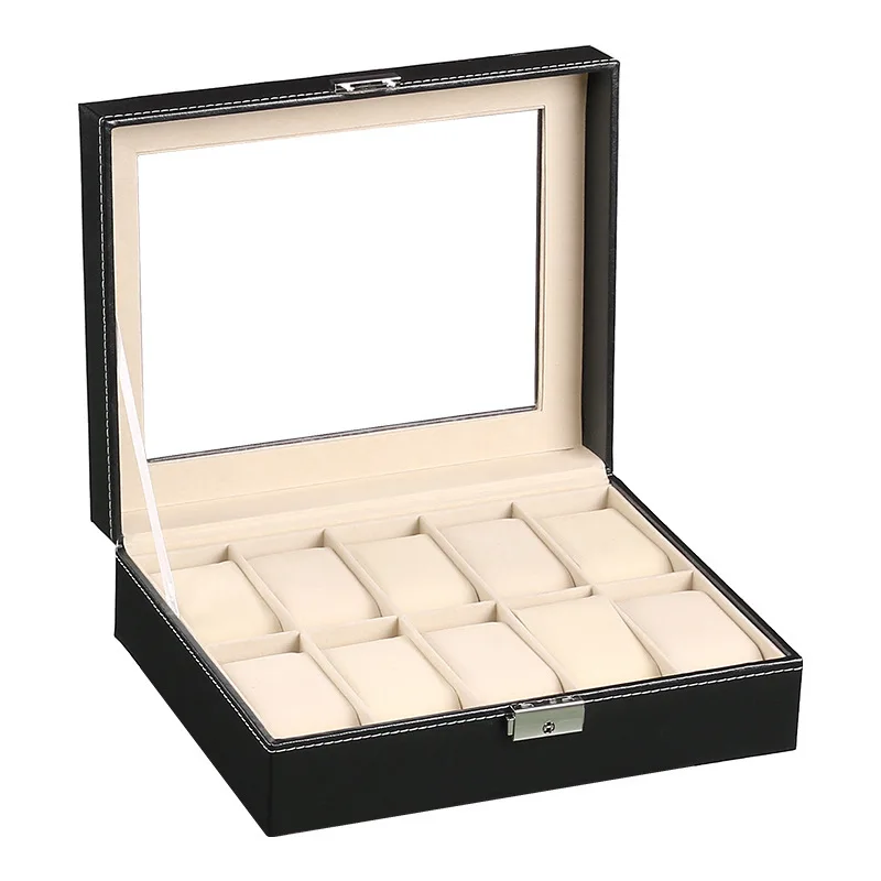 Pu Leather Watch Organizer Storage Boxes for Travel Watches Glass Case Display Multi-Purpose Storage Box for Watch and Jewelry