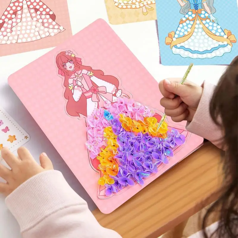 Stoffen Kunst Razernij Voor Kinderen | Creatieve Puzzel Punctie Schilderij Kunst Ambachtelijke Kit | Stof Kunst Razernij Papier Ambachtelijke Kit Voor Meisjes Edu