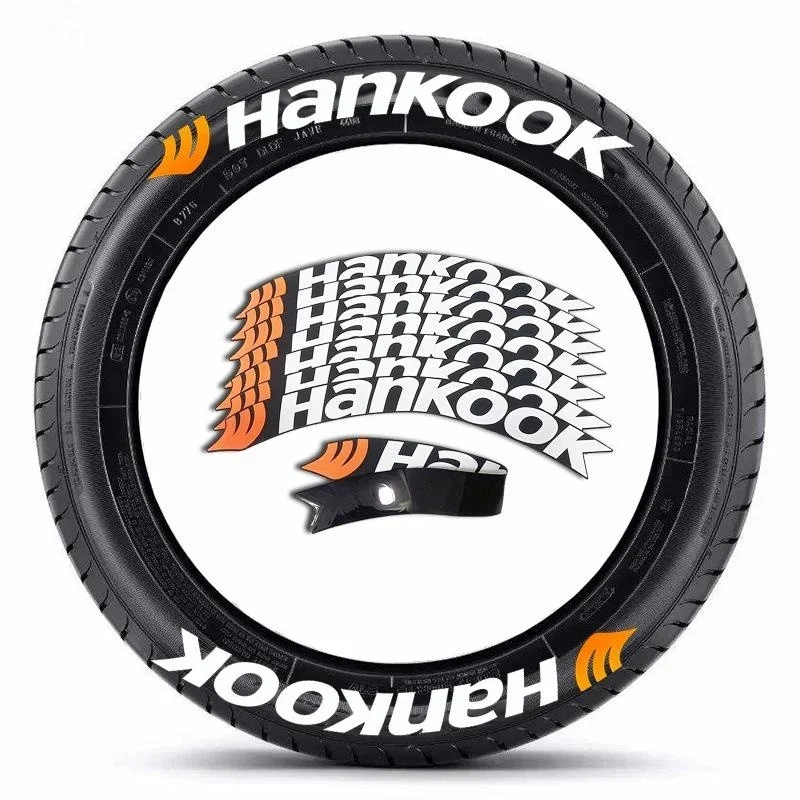 Jednoczęściowe paski HANKOOK na 4 opony do montażu DIY Design naklejki dekoracyjne 3D naklejki z napisami do opon samochodowych uniwersalne