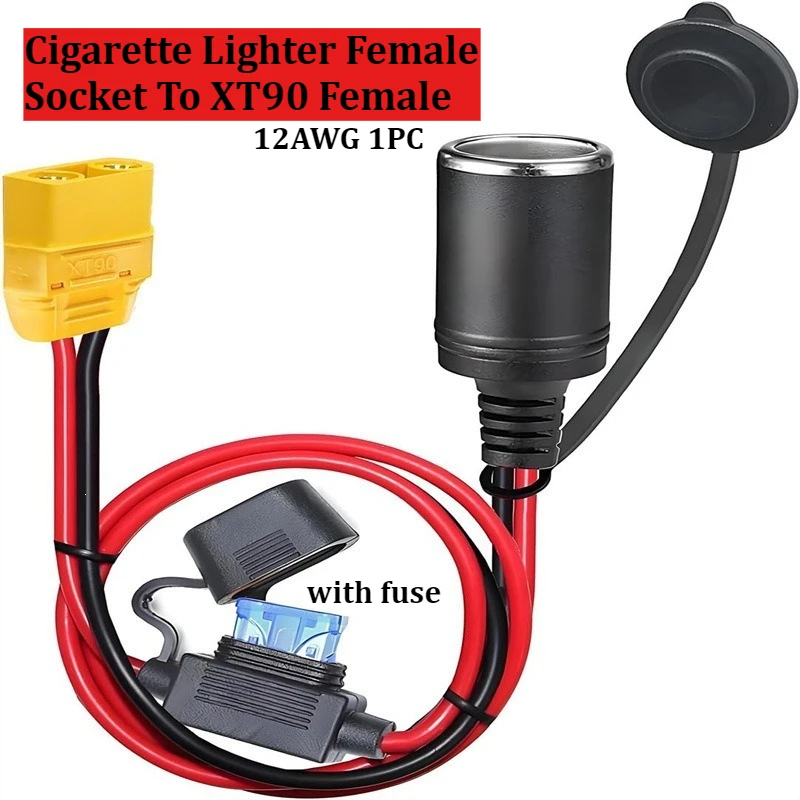 Cigarette Lighter Female Socket To XT90F Power Cable With Fuse Holder To Car Cigarette Lighter Socket For Vehicle Energy Storage