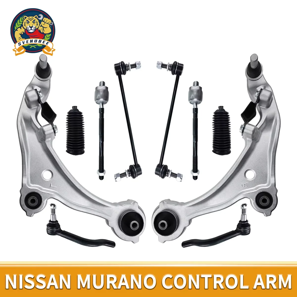 

Svenubee 10Pcs Front Lower Control Arms Ball Joint Stabilizer Link Tie Rod Boots Kit for Nissan Murano 2009 2010 2011 - 2014