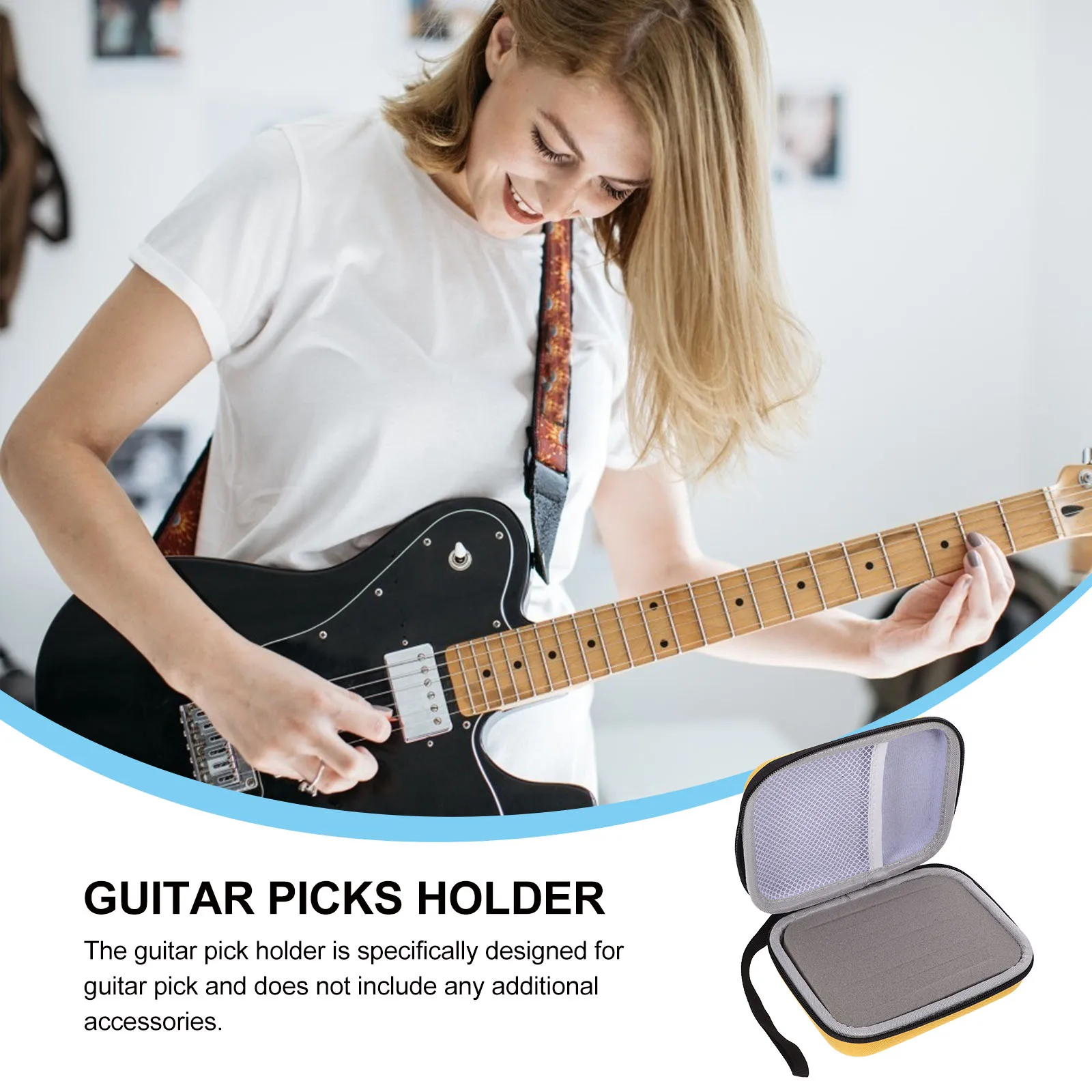 

Guitar Pick Accessories Bag Case Picks Storage Small Yellow Eva Size Pouch Travel