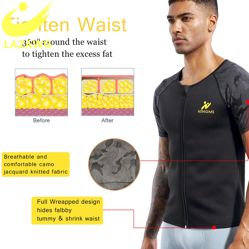 LAZAWG Neoprene Sweat Vest for Men Waist Trainer Tops Slimming Workout Body Shaper Weight Loss Sauna Pants Suit Fat Burn Shapers