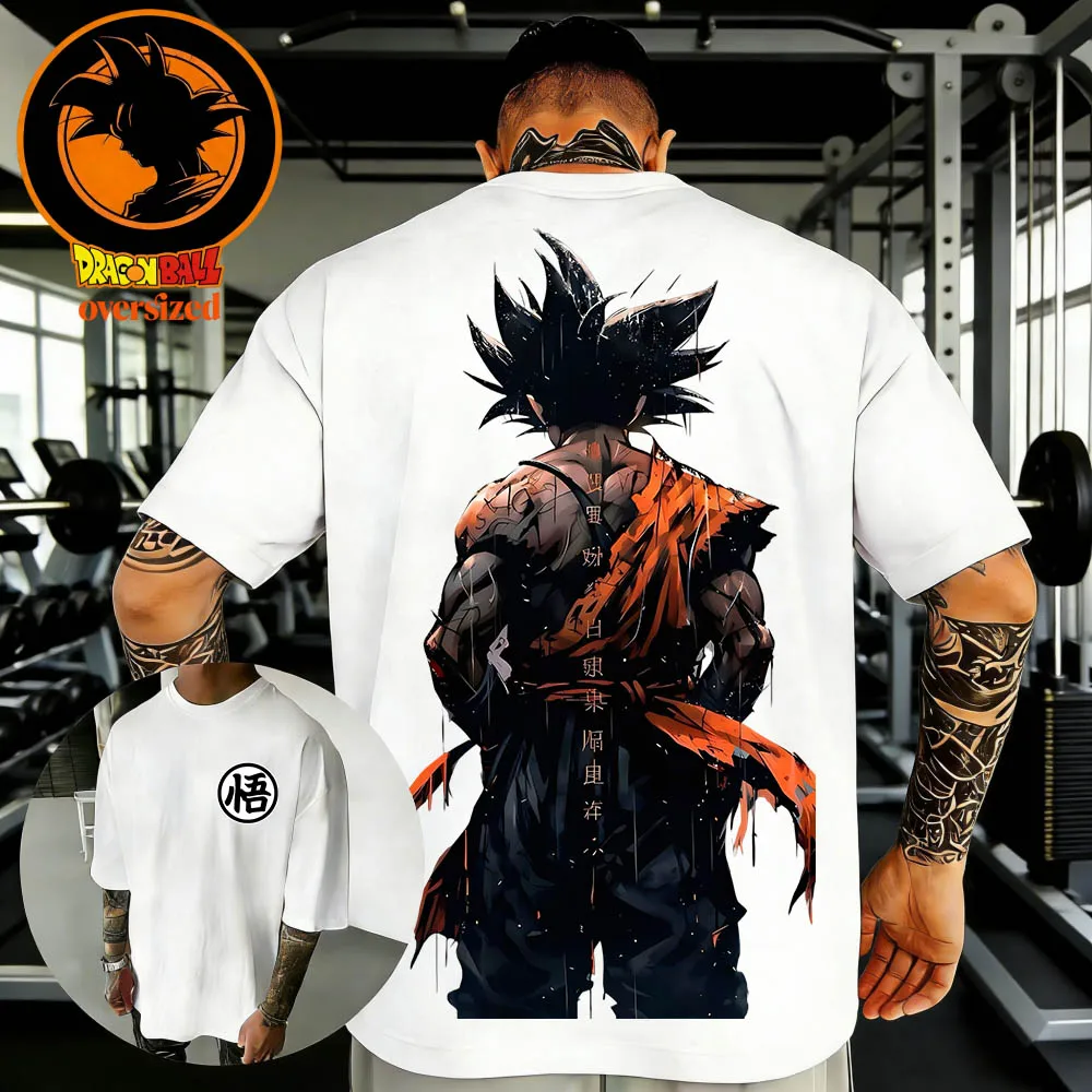2026 Sommer Dragon Ball Retro Hochwertiges Baumwoll-Herren-T-Shirt mit Übergroßem Goku-Druck Unisex Lässiges Kurzarm-Shirt