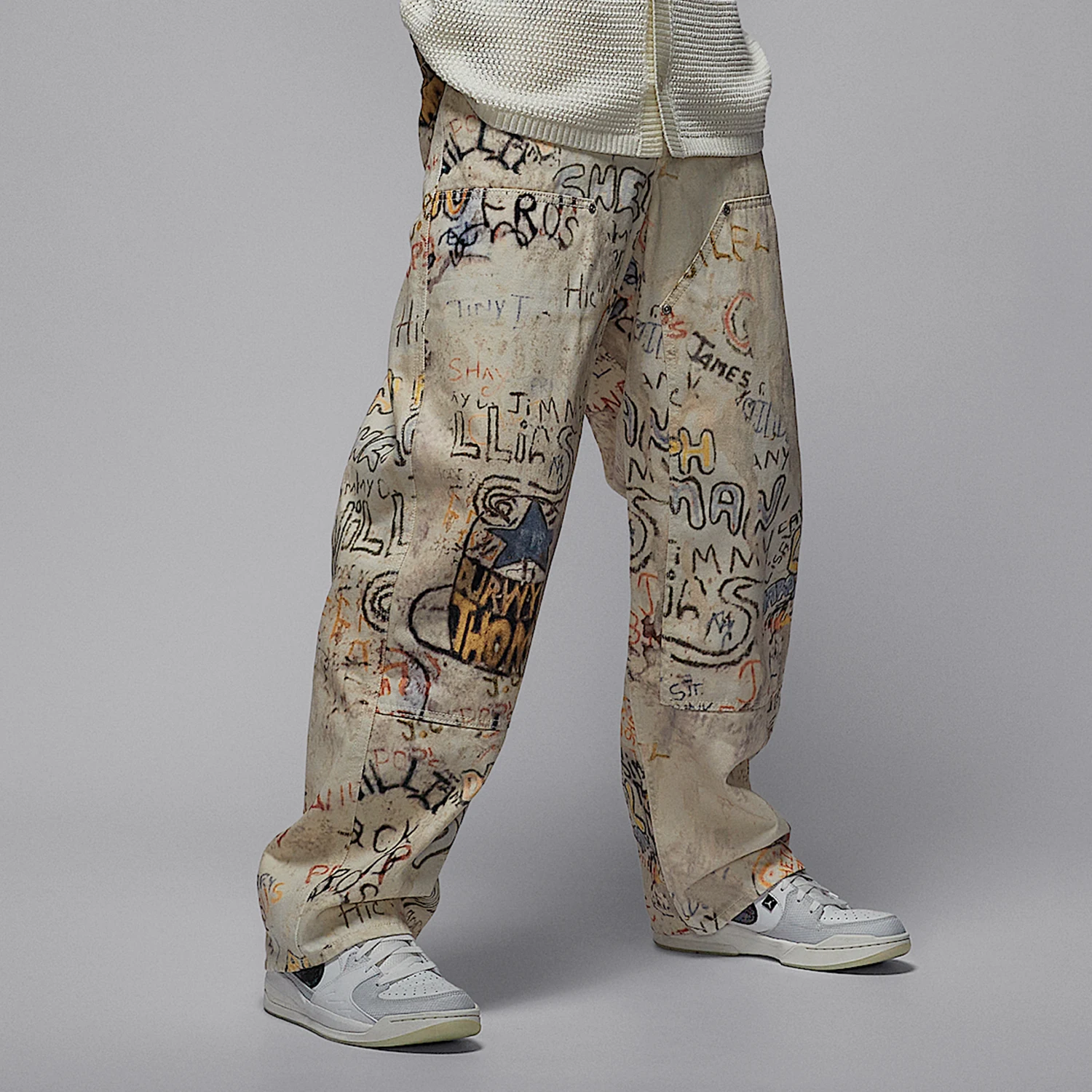 Nike Authentic JORDAN Men's Workwear Fashion Graffiti Casual Trousers HV0086-203
