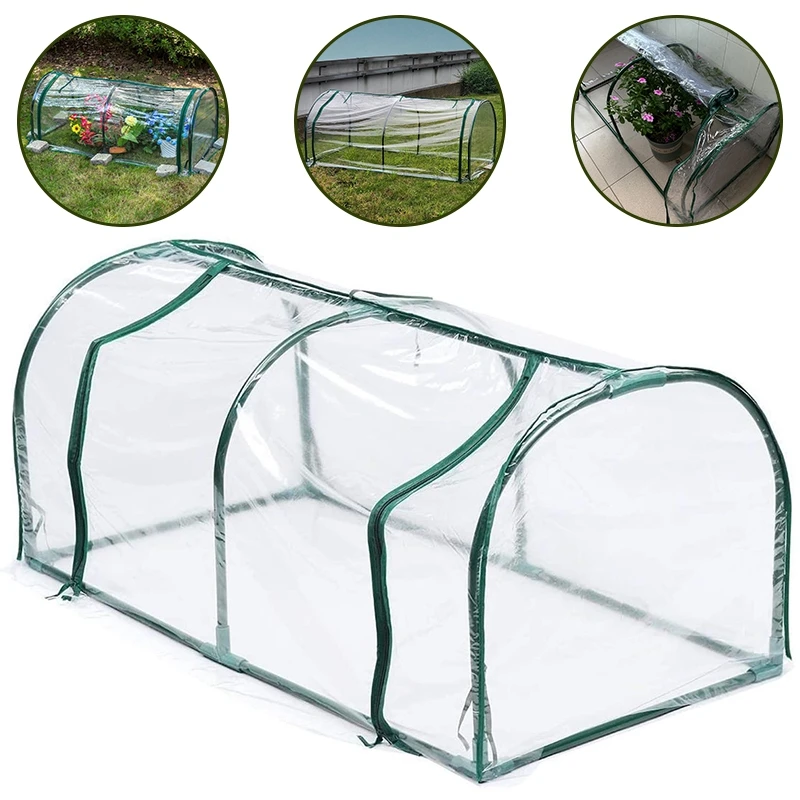 PVC Warm Garden House Plant Greenhouse Plant Insulation Tent Cover Warm Room Plants Grow Bag Sunroom For Flowers Roll-up Windows