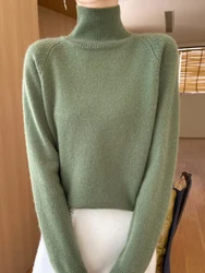 New Arrival Women Merino Wool Sweater Turtleneck Long Sleeve Pullover Autumn Winter Cashmere Bottoming Knitwear Solid Color Tops