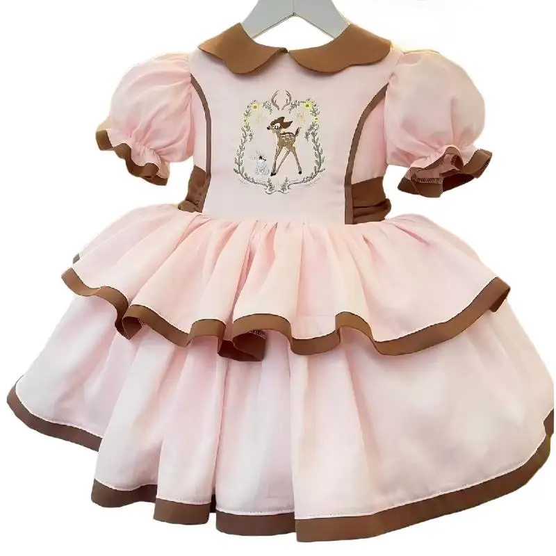 

0-12Y Baby Girl Summer Embroidery Vintage Princess Dress for Birthday Photography Holiday Eid B431