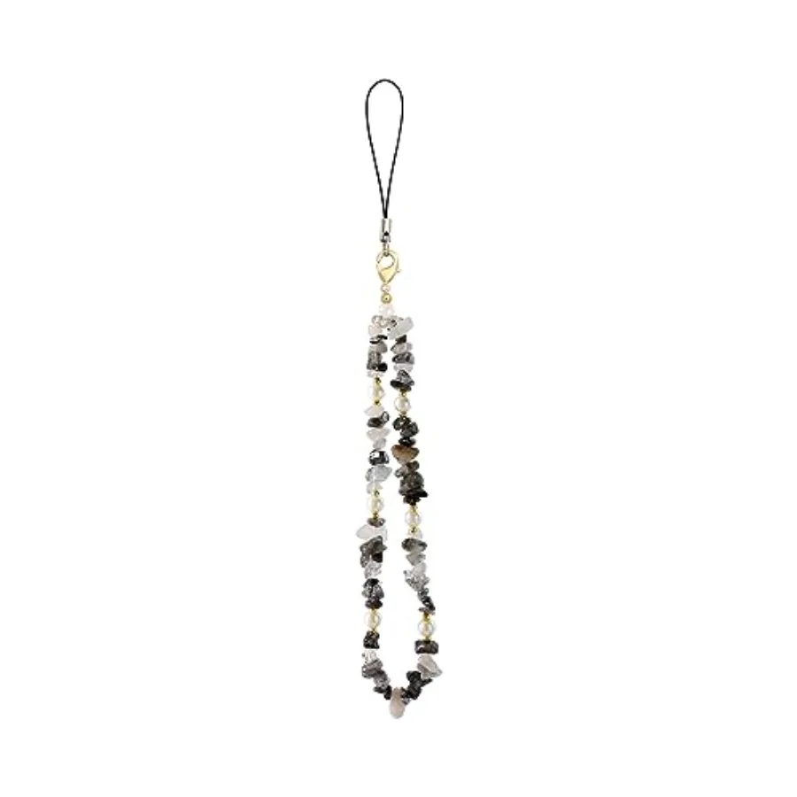 

Phone Chain Phone Wrist Strap Natural Gemstone Phone Charms Cell Phone Lanyard Beaded Phone Strap for Women Girls Black